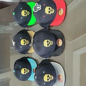 NWT New League Snapback Black & Gold Diamond Skull Adjustable Baseball Cap Hat